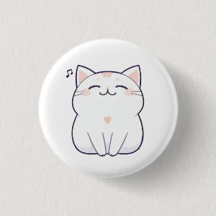 Badge Rond 2,50 Cm Chat qui chante avec une note de musique Design Ka