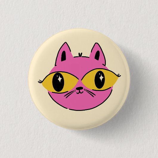 Badge Rond 2,50 Cm Chat Rétro (Devant)