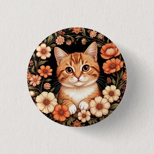 Badge Rond 2,50 Cm Chat roux charmant (Devant)