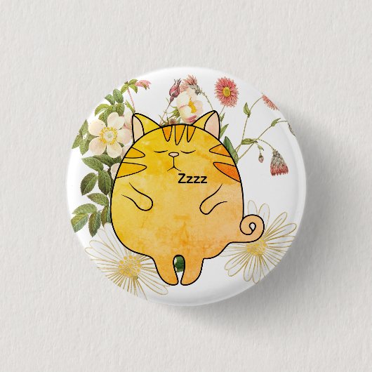 Badge Rond 2,50 Cm Chat roux endormi (Devant)