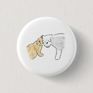 Badge Rond 2,50 Cm Chat tigré orange et cadeau d'amour de chiot blanc