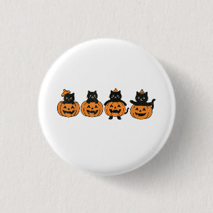 Badge Rond 2,50 Cm Chat Vintage des années 90 Halloween Citrouille Ch
