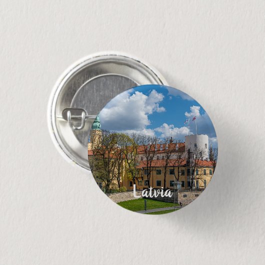 Badge Rond 2,50 Cm Château de Riga à Riga, Lettonie (Devant & derrière)