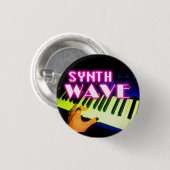Badge Rond 2,50 Cm Château de Synth Wave (Devant & derrière)