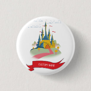 Badge Rond 2,50 Cm Château Fantastique Texte Personnalisé
