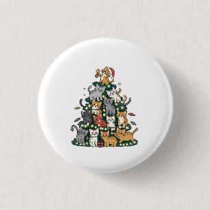 Badge Rond 2,50 Cm Chaton drôle Arbre de Noël Chat Animal Familier Am