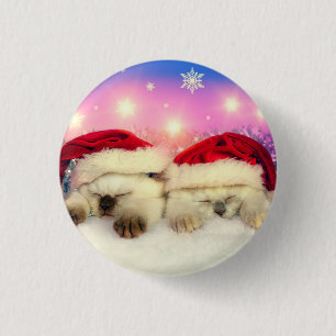 Badge Rond 2,50 Cm Chatons attendant Père Noël