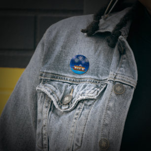 Badge Rond 2,50 Cm Chats délicieux dans les feux d'artifice à bord d'