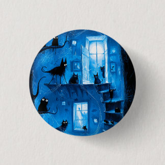Badge Rond 2,50 Cm Chats noirs gothiques fantaisistes d'Halloween eff