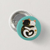 Badge Rond 2,50 Cm Chats Yin Yang (Devant & derrière)