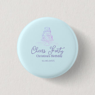 Badge Rond 2,50 Cm Cheers forty happy birthday cake blue purple name 