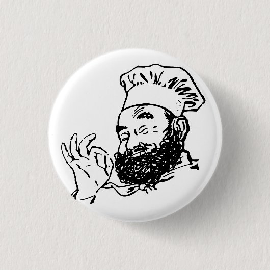 Badge Rond 2,50 Cm Chef barbu agréé (Devant)