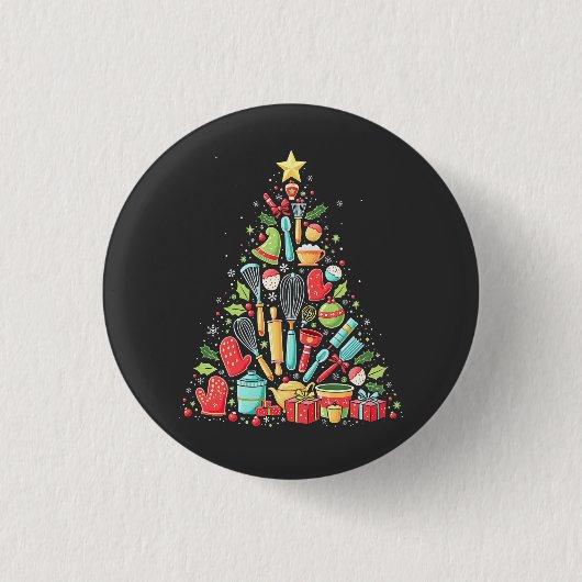 Badge Rond 2,50 Cm Chef cuisinier cuisinier de Noël Cook Xmas (Devant)