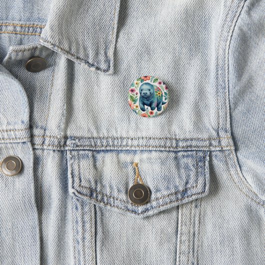 Badge Rond 2,50 Cm Chemise bébé Manatee (En situation)