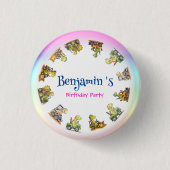 Badge Rond 2,50 Cm Cher Dinosaure tracteur Rainbow B2S School Anniver (Devant)