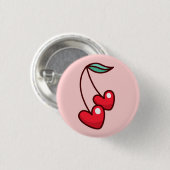 Badge Rond 2,50 Cm Cherry Hearts (Devant & derrière)
