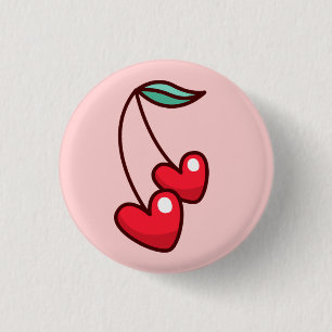 Badge Rond 2,50 Cm Cherry Hearts