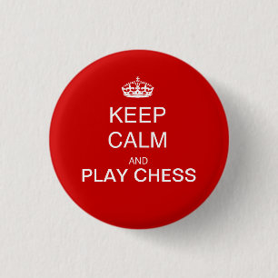 Badge Rond 2,50 Cm CHESS - keep calm and play chess red