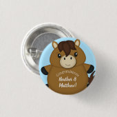 Badge Rond 2,50 Cm Cheval Baby shower Blue Boy (Devant & derrière)