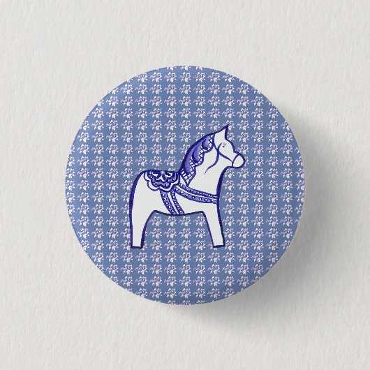 Badge Rond 2,50 Cm Cheval bleu et blanc (Devant)