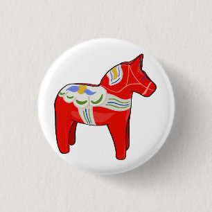 Badge Rond 2,50 Cm Cheval dalécarlien