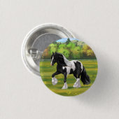 Badge Rond 2,50 Cm Cheval d'attelage de la bandelette tzigane noire d (Devant & derrière)