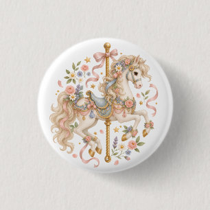 Badge Rond 2,50 Cm Cheval de carrousel élégant Conte de fées français
