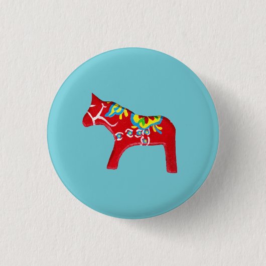 Badge Rond 2,50 Cm Cheval de Dala (Devant)