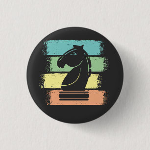 Badge Rond 2,50 Cm Cheval d'échecs Rétro