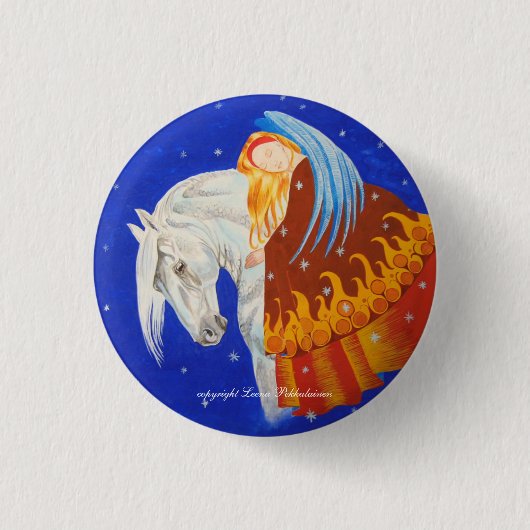 Badge Rond 2,50 Cm Cheval et ange (Devant)