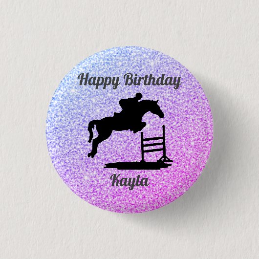 Badge Rond 2,50 Cm Cheval fille (Devant)