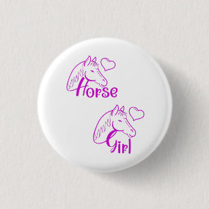 Badge Rond 2,50 Cm Cheval fille en violet avec tête de cheval Police