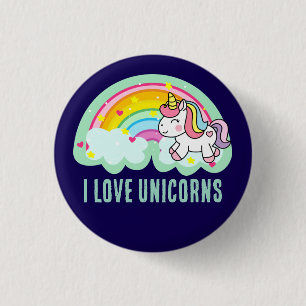 Badge Rond 2,50 Cm Cheval Licorne avec Dessin Animé Arc-en-Ciel-24964