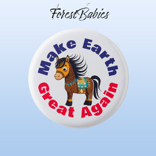 Badge Rond 2,50 Cm Cheval, Rendre La Terre Grande, Très De l'environn