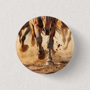 Badge Rond 2,50 Cm Chevaux de l'Exode Chevaux au Galop Art Photoréali