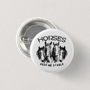 Badge Rond 2,50 Cm Chevaux Gardez-Moi Stable - Chevaux Animaux Amateu