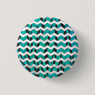 Badge Rond 2,50 Cm Chevron Tiger noir et Turquoise