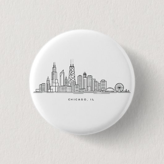 Badge Rond 2,50 Cm Chicago IL Cityscape Illustration (Devant)
