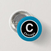 Badge Rond 2,50 Cm Chicago L Chicago Blue Line (Devant & derrière)