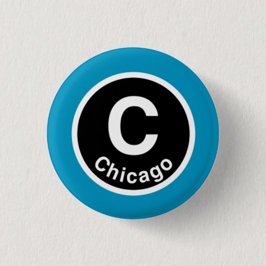 Badge Rond 2,50 Cm Chicago L Chicago Blue Line (Devant)