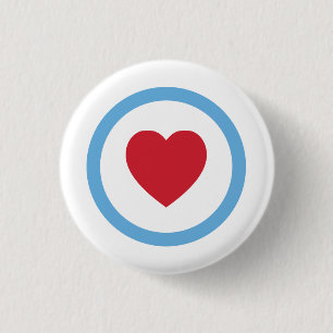 Badge Rond 2,50 Cm Chicago Love   Bouton   Coeur circulaire   Blanc