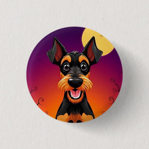 Badge Rond 2,50 Cm Chien adorable dans une scène d'Halloween