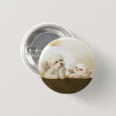 Badge Rond 2,50 Cm Chien angélique et chat sur Cloud (Devant & derrière)
