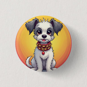Badge Rond 2,50 Cm Chien animé mignon avec collier