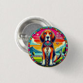 Badge Rond 2,50 Cm Chien Animé Mignon Lumineux Amoureux des Animaux d (Devant & derrière)