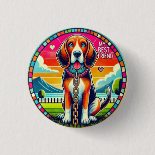 Badge Rond 2,50 Cm Chien Animé Mignon Lumineux Amoureux des Animaux d