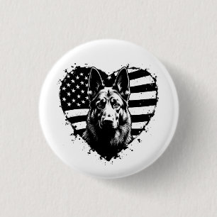 Badge Rond 2,50 Cm Chien berger allemand USA Drapeau américain 4 juil