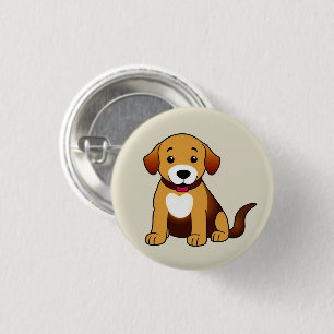 Badge Rond 2,50 Cm Chien brun, assis -