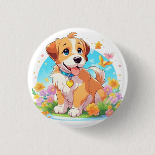 Badge Rond 2,50 Cm Chien chiot mignon