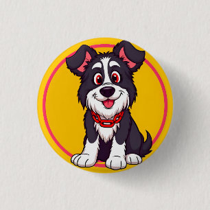 Badge Rond 2,50 Cm Chien de dessin animé adorable souriant avec entra